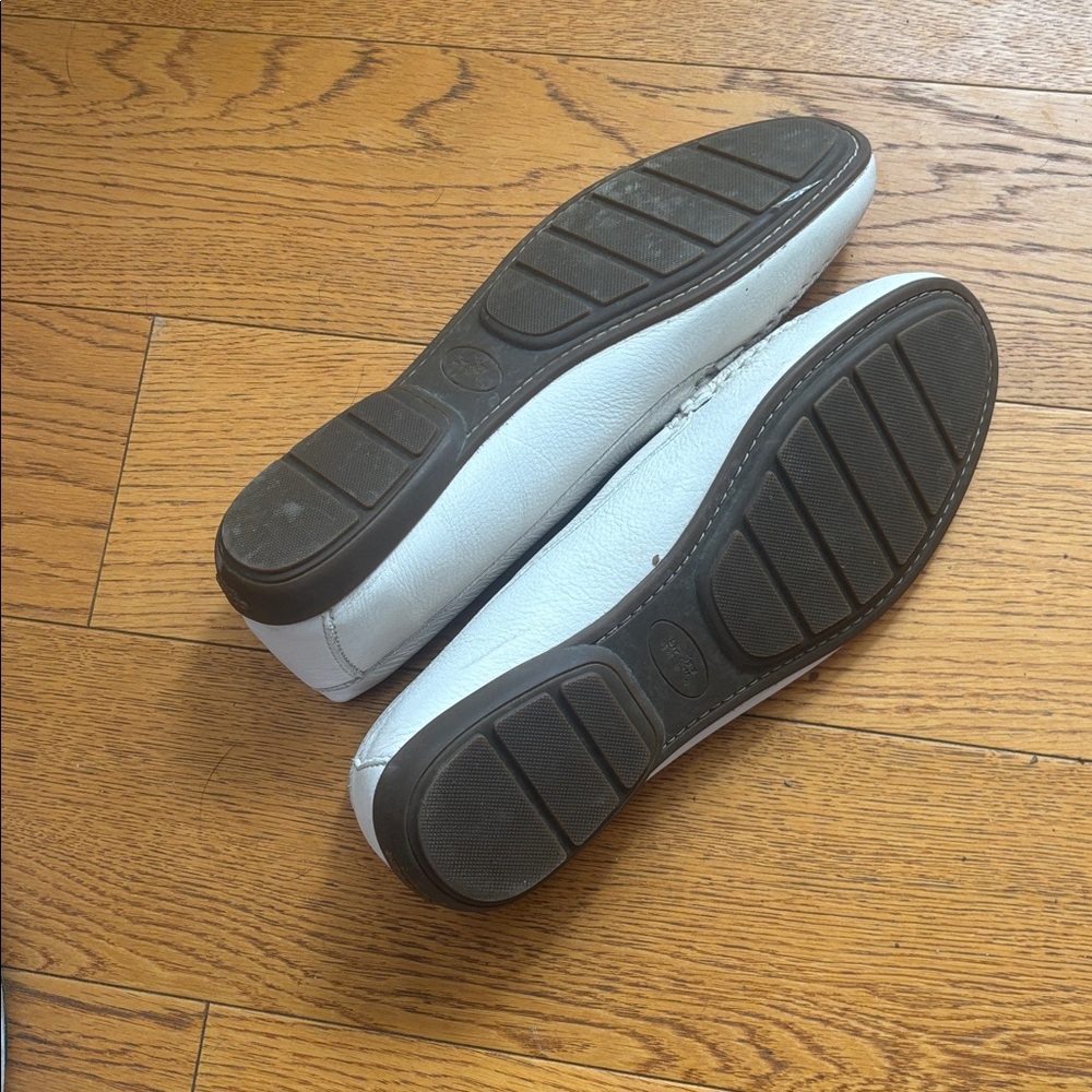 Coach White Leather Women's Driving Loafers with Silver Accent - Picture 2 of 8
